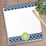 Bloc-note Lime et marine Motif géométrique Monogramme person<br><div class="desc">Un design graphique et audacieux en quatrefoil aux couleurs fraîches et joyeuses. Si vous devez ajuster les monogrammes,  cliquez sur le bouton customiser et apporter des modifications.</div>