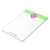Bloc-note Lime Green Chevron Hot rose Quatrefoil Monogramme (Incliné)
