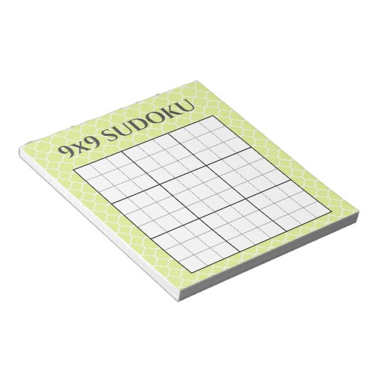 Bloc-note Lime Green Geometric 9x9 Sudoku Grid Template (Incliné)