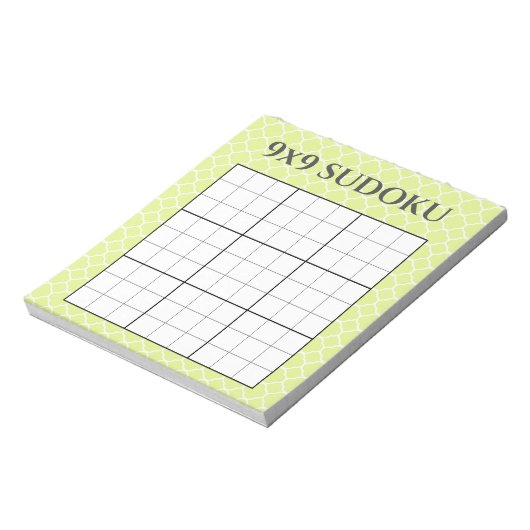 Bloc-note Lime Green Geometric 9x9 Sudoku Grid Template (Tourné)