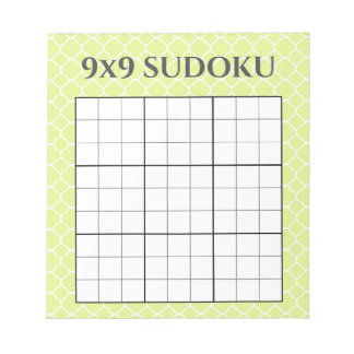Bloc-note Lime Green Geometric 9x9 Sudoku Grid Template