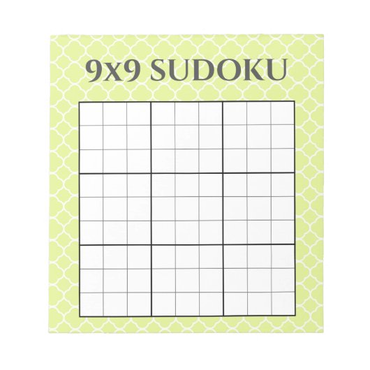 Bloc-note Lime Green Geometric 9x9 Sudoku Grid Template (Devant)