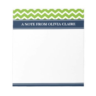 Bloc-note Lime tendance Chevron Navy Nom personnalisé