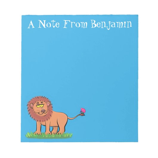 Bloc-note Lion joyeux avec dessin animé de papillon (Devant)