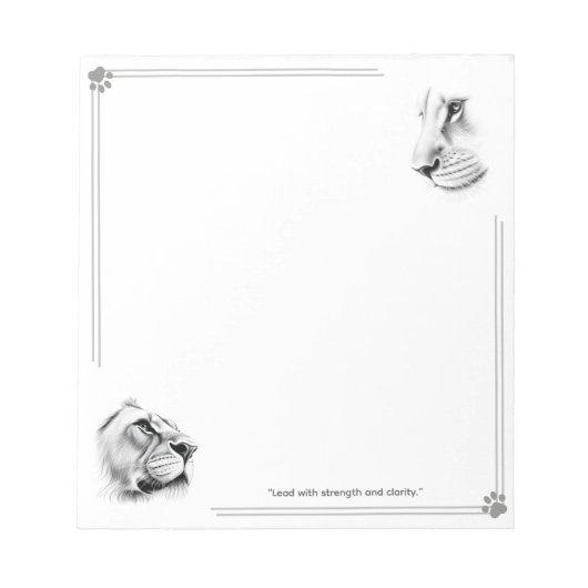 Bloc-note Lion Lionne Diriger avec Force & Clarité (Devant)