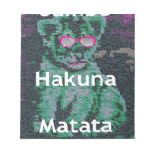 Bloc-note Lion vert avec lunettes roses "Hakuna Matata" Art (Devant)
