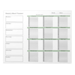 Bloc-note List commercial de Weekly Meal Planner Grocery