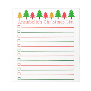 Bloc-note Liste d'achats des arbres de Noël Personnaliser le