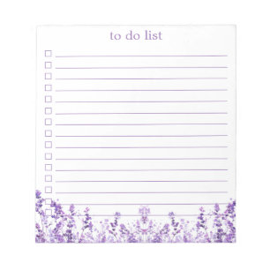 Bloc-note Liste de choses à faire Lavande Bohème Chic Minima