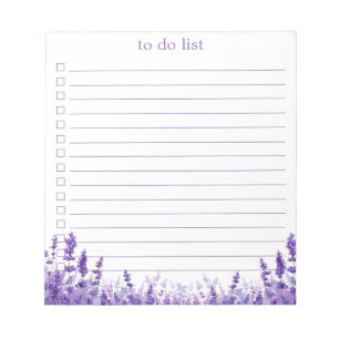Bloc-note Liste de choses à faire Lavande Bohème Chic Minima