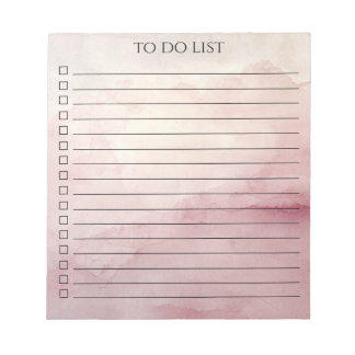 Bloc-note Liste de choses à faire minimaliste chic aquarelle