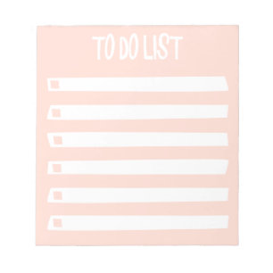 Bloc-note Liste de choses à faire simple rose et blanche pou