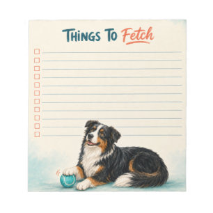 Bloc-note Liste de choses à récupérer pour l'Australian Shep