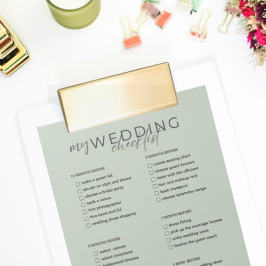 Bloc-note Liste de contrôle mariage