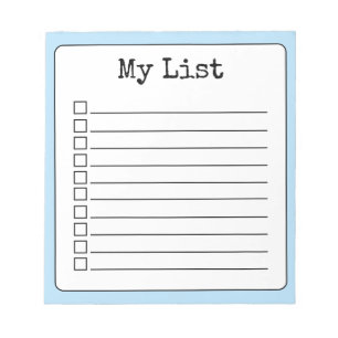 Bloc-note Liste de contrôle personnalisée Sky Blue Retro Lin
