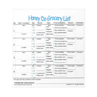 Bloc-note Liste de courses de Chérie