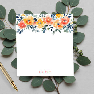 Bloc-note Liste de courses Florale Aquarelle PERSONNALISÉE