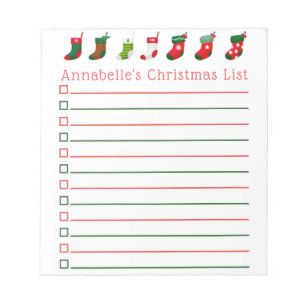 Bloc-note Liste de courses pour chaussettes de Noël Personna