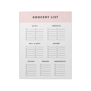 Bloc-note Liste de courses rose