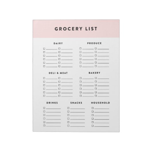Bloc-note Liste de courses rose (Tourné)