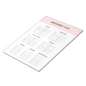 Bloc-note Liste de courses rose (Incliné)