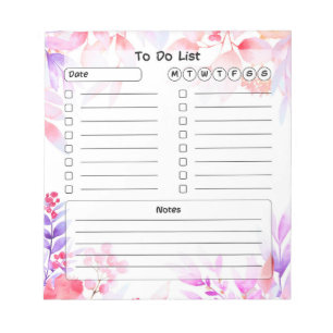Bloc-note Liste de fleurs mignonnes à faire