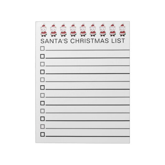 Bloc-note Liste de Noël de Santas Personnaliser (Tourné)