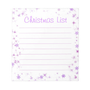 Bloc-note Liste de Noël Pink Purple Snowflake