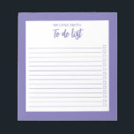 Bloc-note Liste De Périodes Minimalistes Modernes À Faire<br><div class="desc">Moderne Minimaliste Périwinkle Purple To Do Liste Bloc-Notes. Créez votre propre liste de contrôle personnalisée pour les tâches quotidiennes.</div>