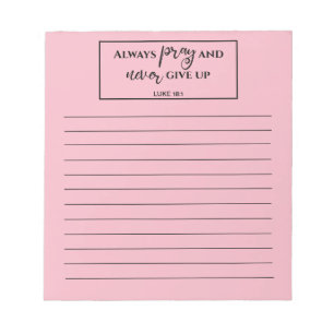 Bloc-note Liste de prières Verse Bible Rose