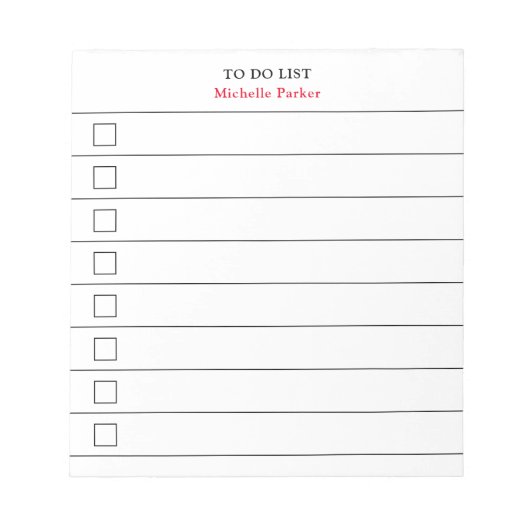 Bloc-note LISTE DE TÂCHES Minimaliste Boîtes à cocher Lignée (Devant)