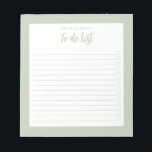 Bloc-note Liste de tâches minimaliste moderne<br><div class="desc">Bloc-notes minimaliste moderne Vert Sage À Faire Liste Notepad. Créez votre propre liste de contrôle personnalisée pour les tâches quotidiennes.</div>
