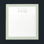 Bloc-note Liste de tâches minimaliste moderne<br><div class="desc">Bloc-notes minimaliste moderne Vert Sage À Faire Liste Notepad. Créez votre propre liste de contrôle personnalisée pour les tâches quotidiennes.</div>