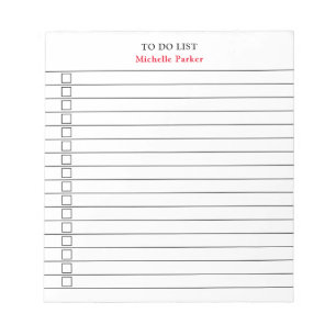 Bloc-note LISTE DE TÂCHES Papier ligné minimaliste moderne