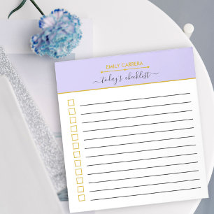 Bloc-note Liste de tâches personnalisée lilas et or