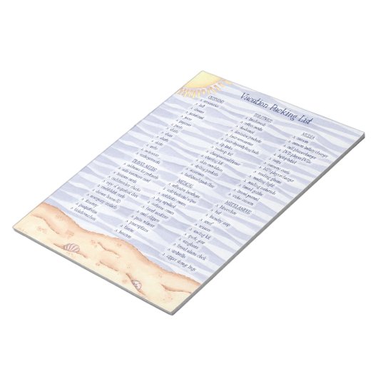 Bloc-note Liste d'emballage de vacances (Incliné)