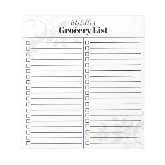 Bloc-note Liste d'épicerie personnalisée (Devant)