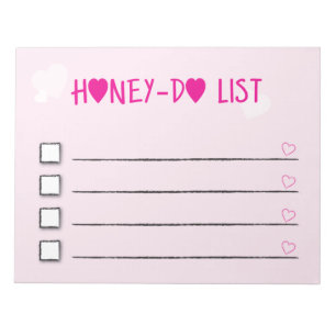 Bloc-note Liste des choses à faire de miel Coeurs roses Lis