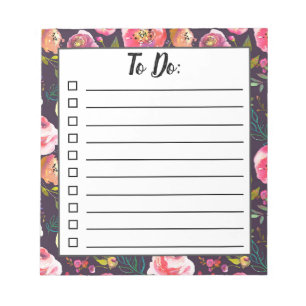 Bloc-note Liste des tâches florales Boho, Planificateur de t