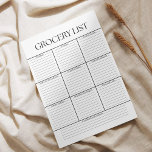 Bloc-note Liste minimaliste d'épicerie noire et blanche<br><div class="desc">Gardez votre shopping organisé avec ce bloc-notes minimaliste de liste d'épicerie noir et blanc. Parfait pour une approche moderne et élégante de votre planification de l'alimentation.</div>