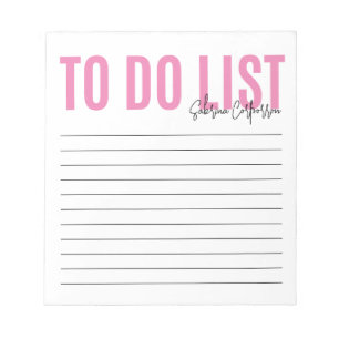 Bloc-note Liste personnalisée à faire Rose