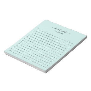 Bloc-note Liste Simple À Faire Moderne Élégant Turquoise Tur