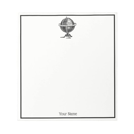 Bloc-note Lithographie du monde vintage dessin BW (Devant)