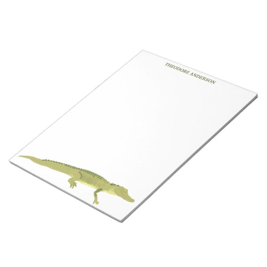 Bloc-note Livre d'écriture personnalisée de l'alligator vert (Incliné)