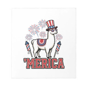 Bloc-note Llama Patriotique Merica Design Vectoriel Vintage_
