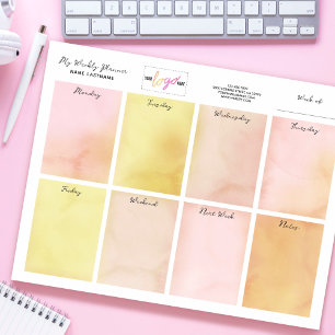 Bloc-note Logo Aquarelle rose Jaune Bureau Planificateur heb