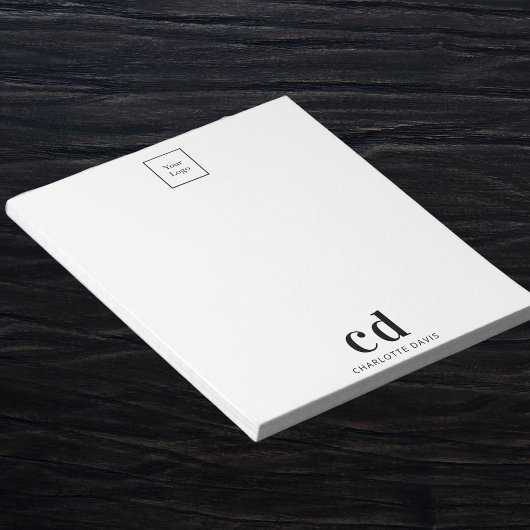 Bloc-note Logo blanc monogramme noir entreprise société 