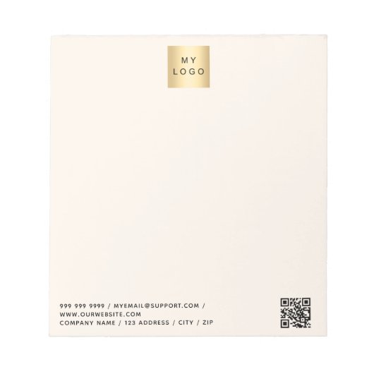 Bloc-note logo commercial crème beige code QR (Devant)
