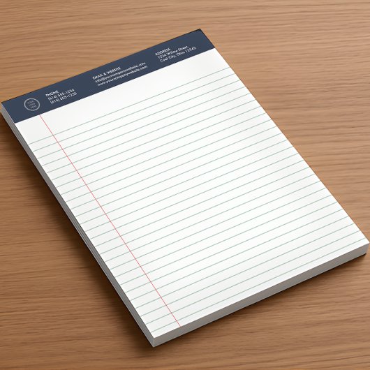Bloc-note Logo d'affaires minimal moderne Marine Bleu Large