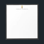 Bloc-note Logo d'ananas en or Cadre noir<br><div class="desc">Logo d'élégante fausse feuille d'or à ananas design avec cadre noir,  personnalisé avec nom,  bloc-notes. Le style et la couleur de la police de texte peuvent être customisés.</div>